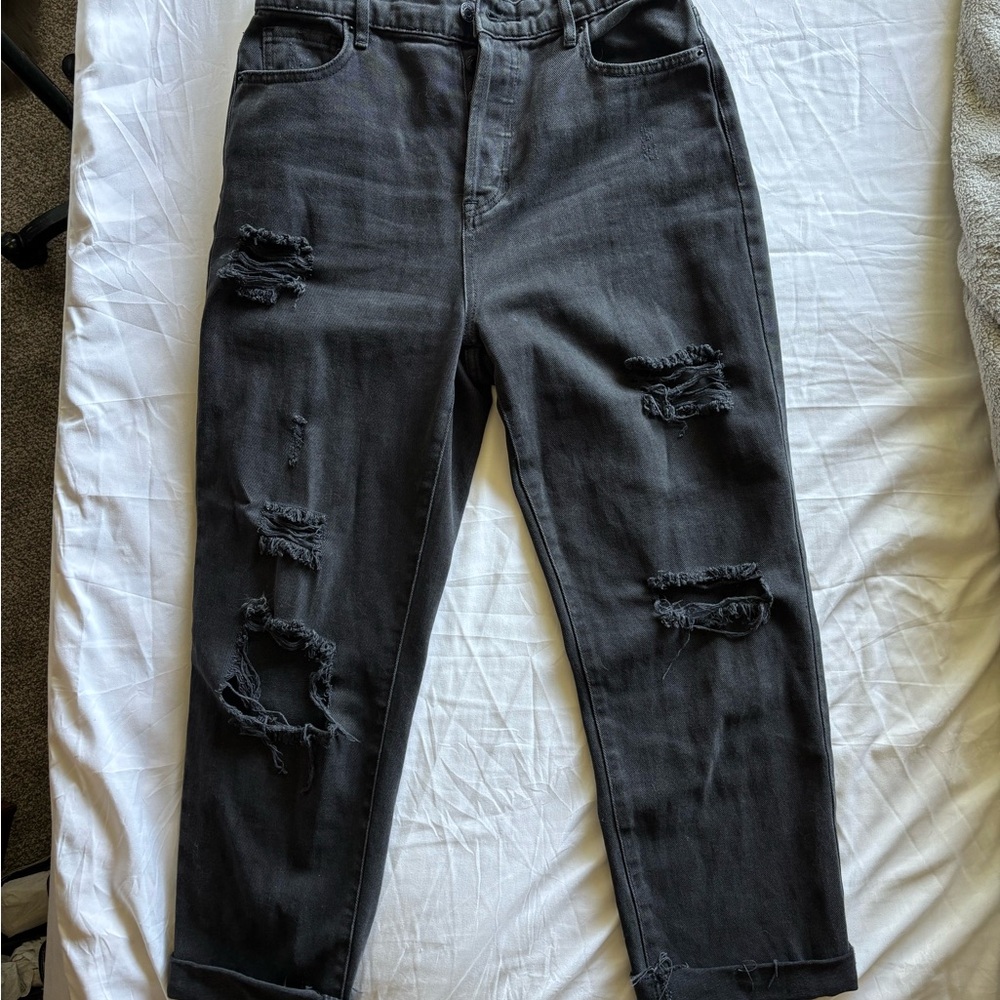 PacSun Charcoal black High Rise Straight leg Boyfriend Ripped Jeans Womens 28
